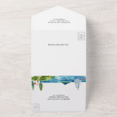 Waterverf vuurtoren - kustthema bruiloft all in one uitnodiging (Buitenkant)