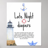 Waterverf vuurtoren - Late Night luiers Poster (Voorkant)