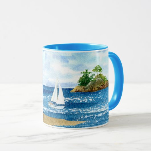 Waterverf vuurtoren mok (Voorkant rechts)