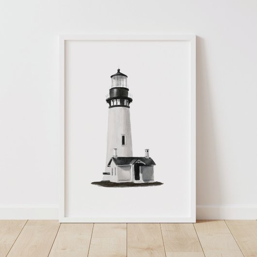 Waterverf vuurtoren Nautical Coastal Decor Poster