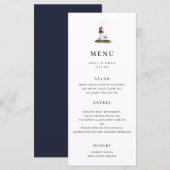Waterverf vuurtoren Nautical Wedding Menu (Voorkant / Achterkant)