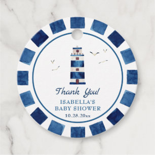 Waterverf vuurtoren Nautisch Baby shower Bedankjes Labels