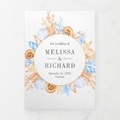 Waterverf Vuurtoren Nautisch Thema Huwelijk Drieluik Uitnodiging (Cover)