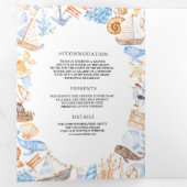 Waterverf Vuurtoren Nautisch Thema Huwelijk Drieluik Uitnodiging (Binnenzijde eerst)