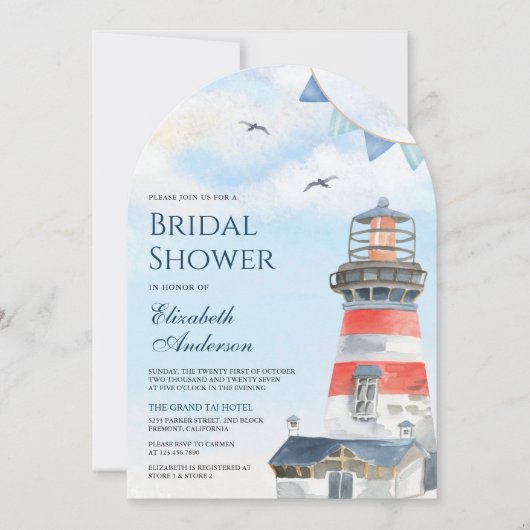 Waterverf Vuurtoren Nautische Boog Vrijgezellenfee Kaart (Voorkant)