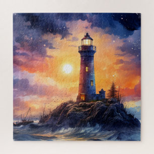 Waterverf vuurtoren puzzel