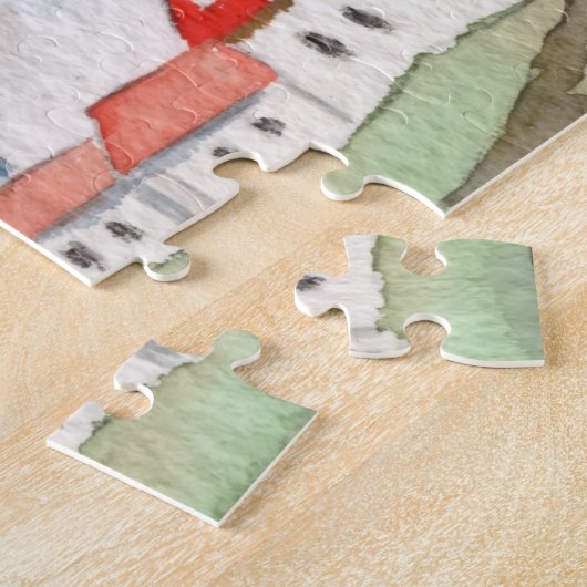 Waterverf vuurtoren regenbooglandschap Zee Legpuzzel (Zijkant)