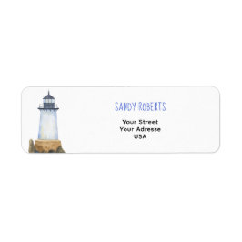 Waterverf vuurtoren - Retouradreslabel Etiket
