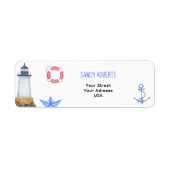 Waterverf vuurtoren - Retouradreslabel Etiket (Voorkant)