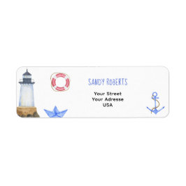 Waterverf vuurtoren - Retouradreslabel Etiket