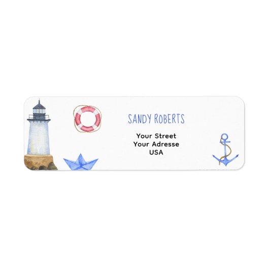 Waterverf vuurtoren - Retouradreslabel Etiket (Voorkant)