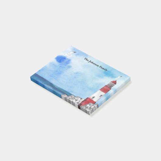 Waterverf vuurtoren scène kunststocking stuffer post-it® notes (Schuin)