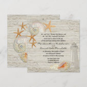 Waterverf vuurtoren, strand bruiloft kaart (Voorkant / Achterkant)