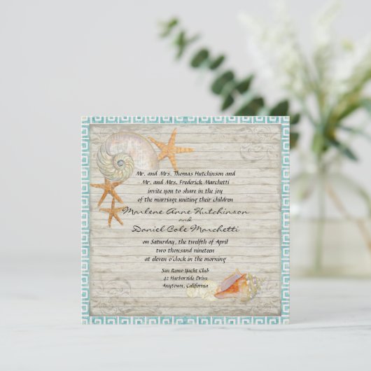 Waterverf vuurtoren, strand bruiloft kaart (Staand voorkant)