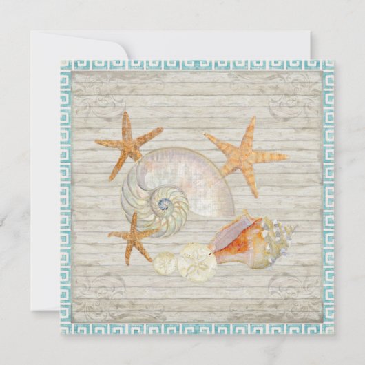 Waterverf vuurtoren, strand bruiloft kaart (Achterkant)