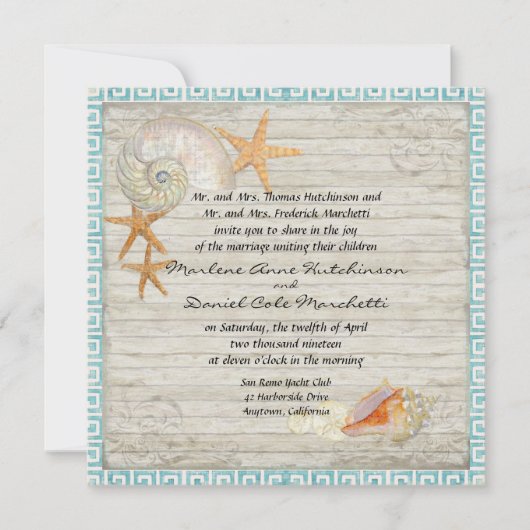 Waterverf vuurtoren, strand bruiloft kaart (Voorkant)