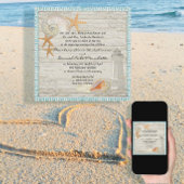 Waterverf vuurtoren, strand bruiloft kaart