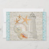 Waterverf vuurtoren, strand bruiloft kaart (Achterkant)