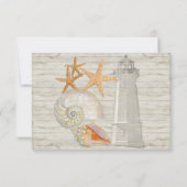 Waterverf vuurtoren, strand bruiloft RSVP kaartje (Achterkant)