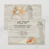 Waterverf vuurtoren, strand bruiloft RSVP kaartje (Voorkant / Achterkant)