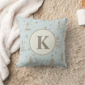 Waterverf Vuurtoren Toile Kinderkamer | Monogram Kussen (Deken)