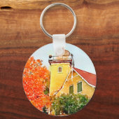 Waterverf vuurtoren van het district Eagle Bluff Sleutelhanger (Voorkant)