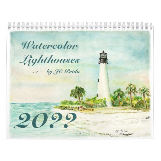 Waterverf vuurtoren van JC Prida Fine Art Kalender (Hoes)