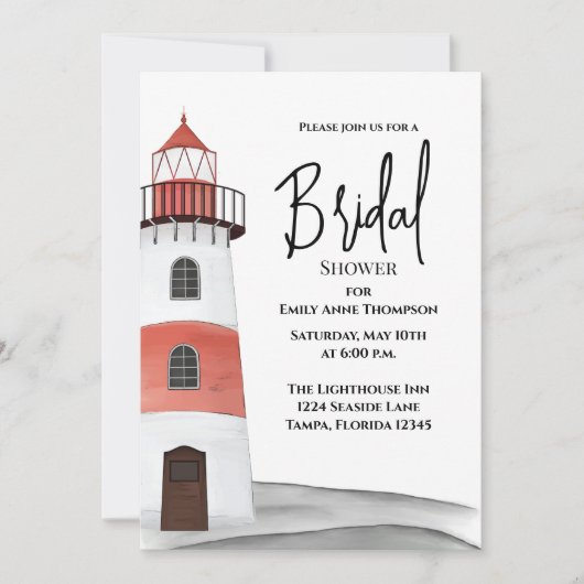 Waterverf vuurtoren van Zee van Vrijgezellenfeest Kaart (Voorkant)