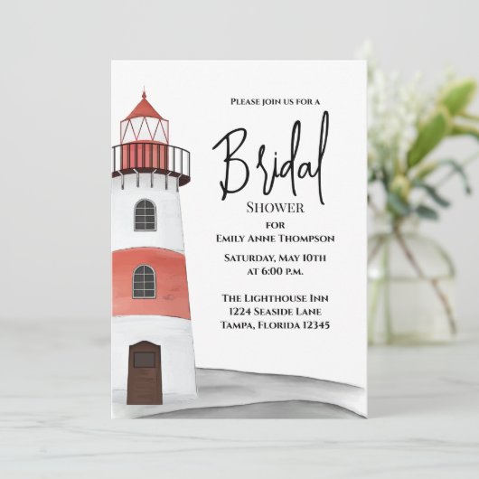 Waterverf vuurtoren van Zee van Vrijgezellenfeest Kaart (Staand voorkant)