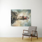 Waterverf vuurtoren voor de muur wandkleed (In Situ (horizontaal))