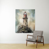 Waterverf vuurtoren voor de muur wandkleed (In situ)