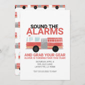 Waterverf Vuurtruck uitnodiging (Voorkant / Achterkant)