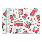 Waterverf Vuurtrucks Kinder Gepersonaliseerd Kussensloop (Voorkant)