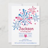 Waterverf vuurwerk 4 juli eerste verjaardag kaart (Voorkant)