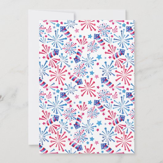 Waterverf vuurwerk 4 juli eerste verjaardag kaart (Achterkant)