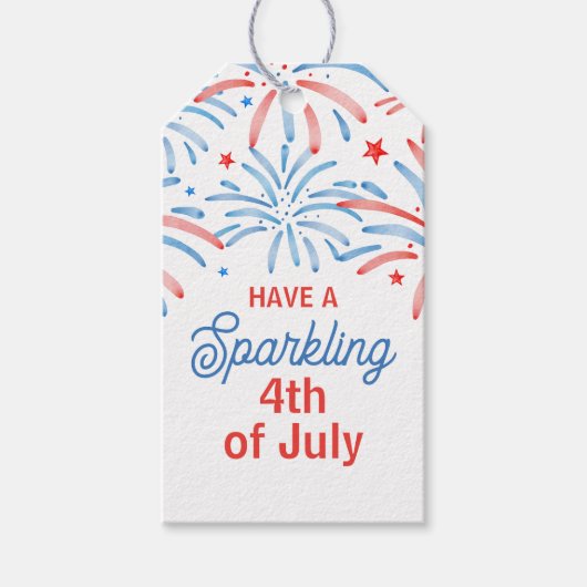 Waterverf Vuurwerk 4 juli Sparkler Party Cadeaulabel (Voorkant)
