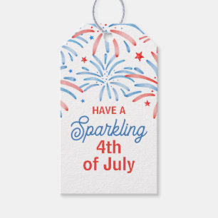 Waterverf Vuurwerk 4 juli Spetterende Feestje  Cadeaulabel