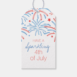Waterverf Vuurwerk 4 juli Spetterende Feestje  Cadeaulabel