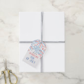 Waterverf Vuurwerk 4 juli Spetterende Feestje Cadeaulabel (Met Touw)