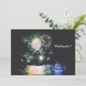 Waterverf vuurwerk nieuwjaar feestdagenkaart (Staand voorkant)