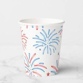 Waterverf Vuurwerk Vier Juli Feest Papieren Bekers
