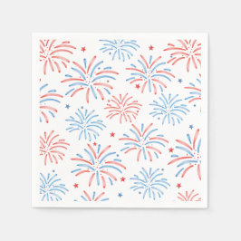 Waterverf Vuurwerk Vier Juli Feest Servet