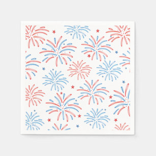 Waterverf Vuurwerk Vier Juli Feest Servet