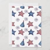 Waterverf Vuurwerk Vierde juli BBQ Uitnodiging (Achterkant)