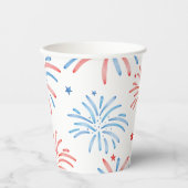 Waterverf Vuurwerk Vierde juli Feest Papieren Bekers (Voorkant)