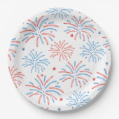 Waterverf Vuurwerk Vierde juli Feest Papieren Bordje (Voorkant)