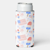 Waterverf Vuurwerk, Vlaggen & Popsicles Koozie (Seltzer Achterkant)