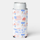 Waterverf Vuurwerk, Vlaggen & Popsicles Koozie (Seltzer Voorkant)