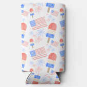 Waterverf Vuurwerk, Vlaggen & Popsicles Koozie (Achterkant)