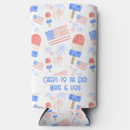 Waterverf Vuurwerk, Vlaggen & Popsicles Koozie